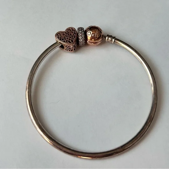 Rose Gold Pandora Bangle Bracelet - Picture 7 of 8